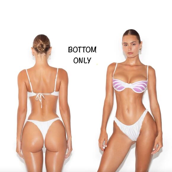 God Save Queens ALLURE Bikini Bottom - White - Ruffle Trim - NWT - Picture 1 of 14